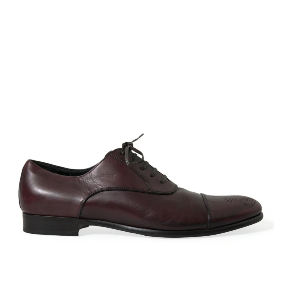 Dolce & Gabbana Men's Burgundy Leather Formal Derby Dress Shoes
