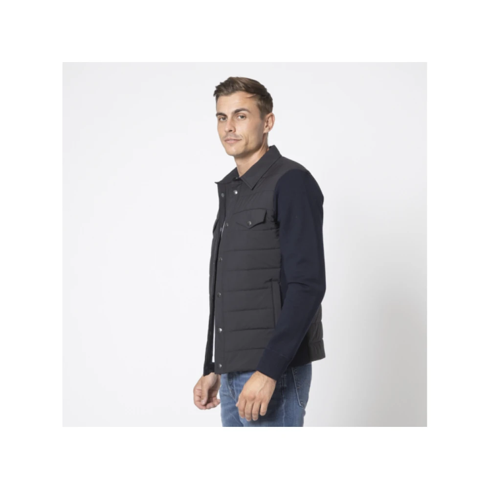 Gran Sasso Navyblauwe Bi-Materiaal Jas Overhemd Black Heren