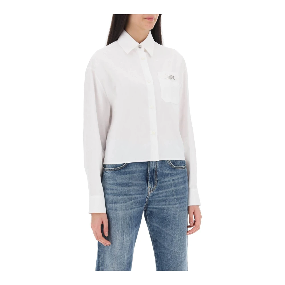 Versace Barocco Jacquard Crop Shirt White Dames