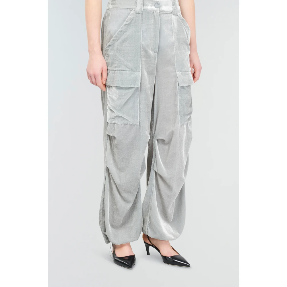 Semicouture Fluwelen broek met verstelbare enkels Gray Dames