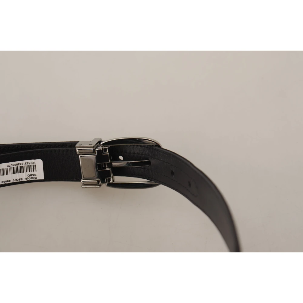 Dolce & Gabbana Luxe Zijden Leren Riem met Logogesp Black Heren