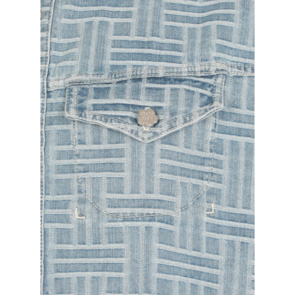 Kenzo Lichtblauw Katoenen Overhemd Kraag Kort Blue Heren