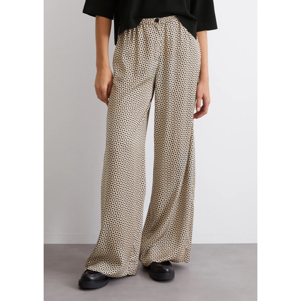 Marc O'Polo Wijde joggerbroek met all-over print Beige Dames