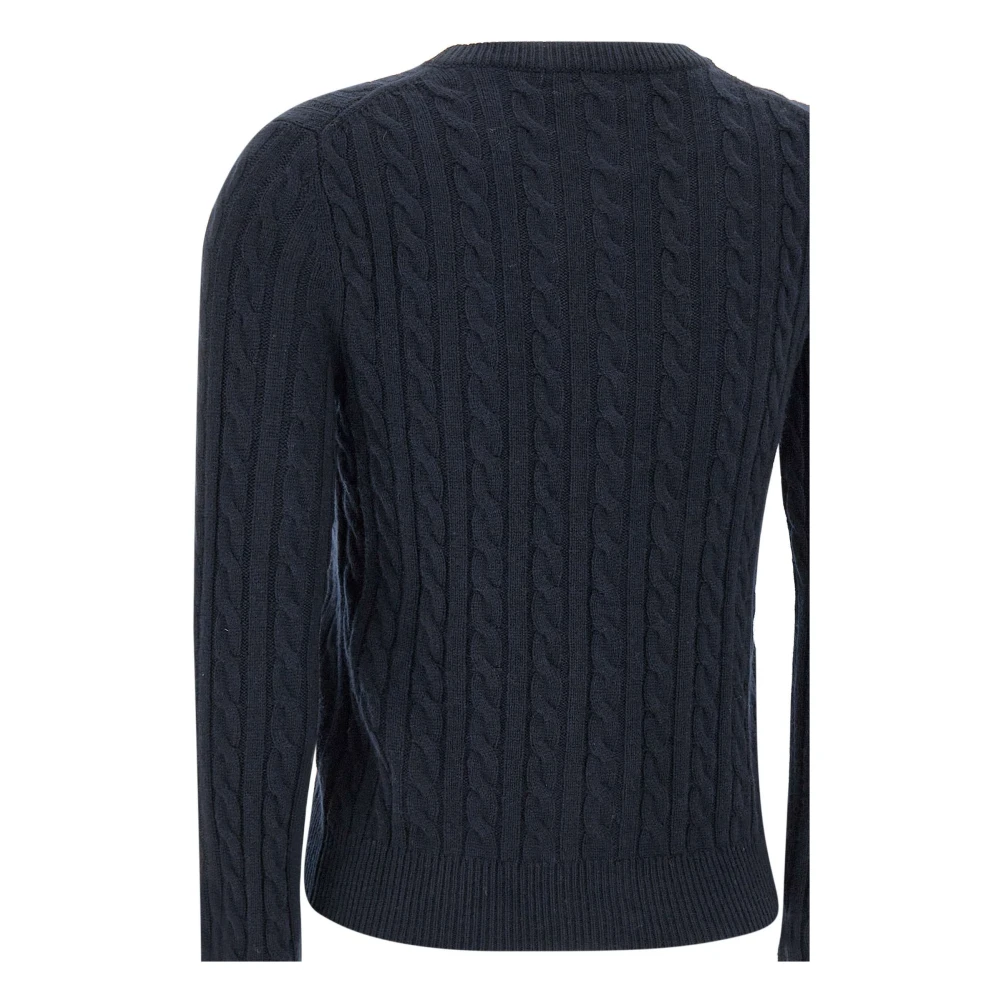 Sun68 Navy Blue Cardigan met Cable-Knit Blue Dames
