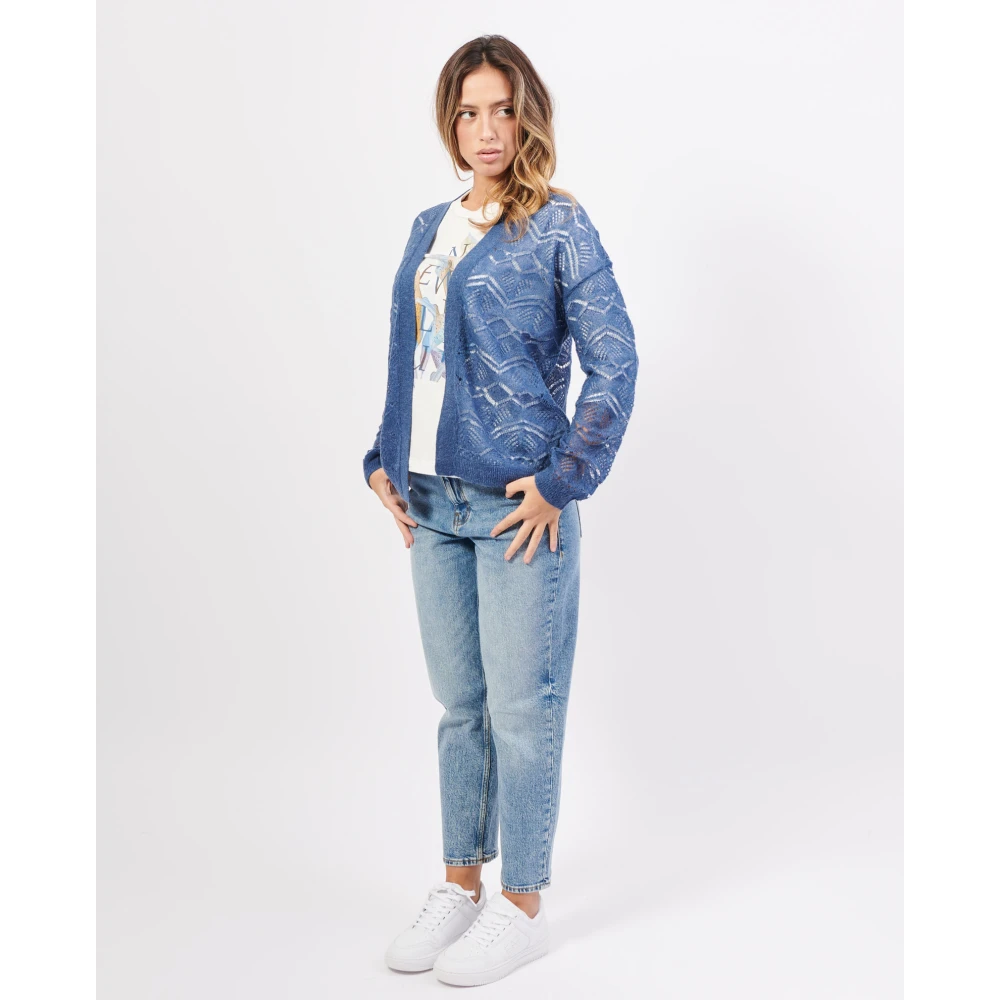 Gerry Weber Blauwe Geborduurde Cardigan Sweater Blue Dames