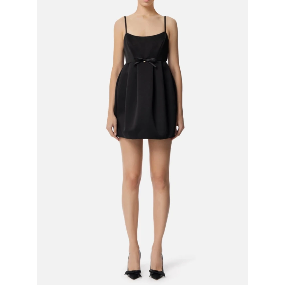 Elisabetta Franchi Zwarte Hertogin Jurk met Strik Detail Black Dames