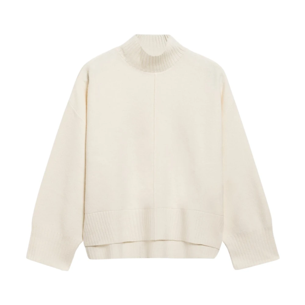 IVY OAK Zachte Merino Wol Staande Kraag Trui White Dames