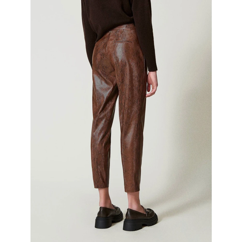 Twinset Hagedis Print Capri Broek Brown Dames