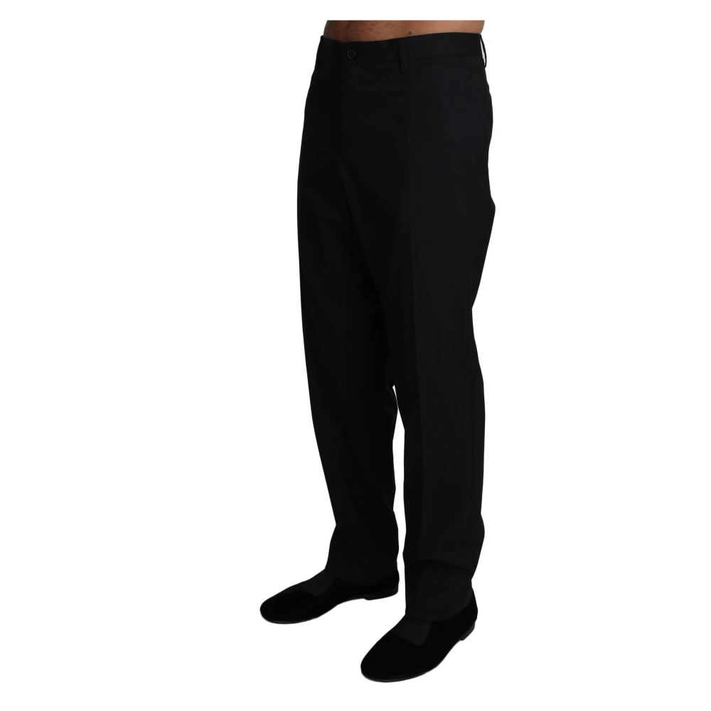 Dolce & Gabbana Elegante Zwarte Formele Broek van Wollen Mix Black Heren