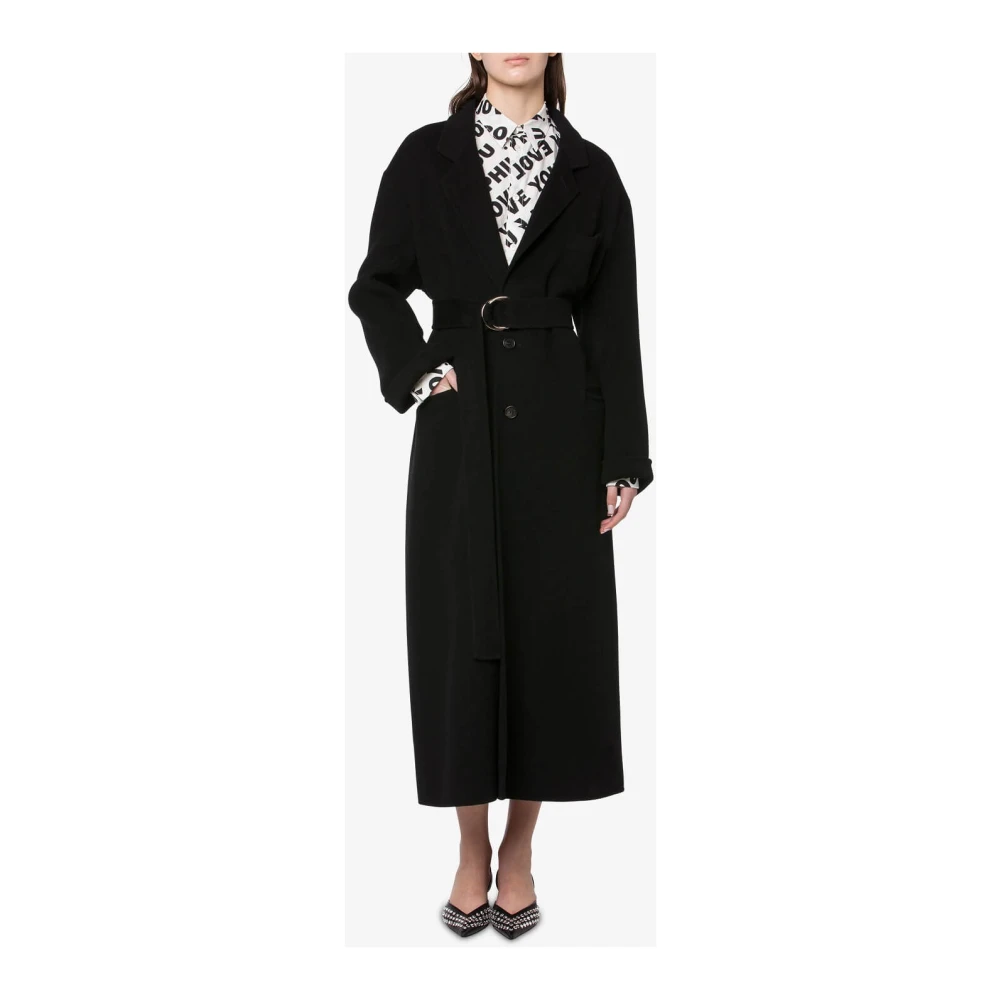 Philosophy di Lorenzo Serafini ceintuur-dubbel-wollen-jas Black Dames