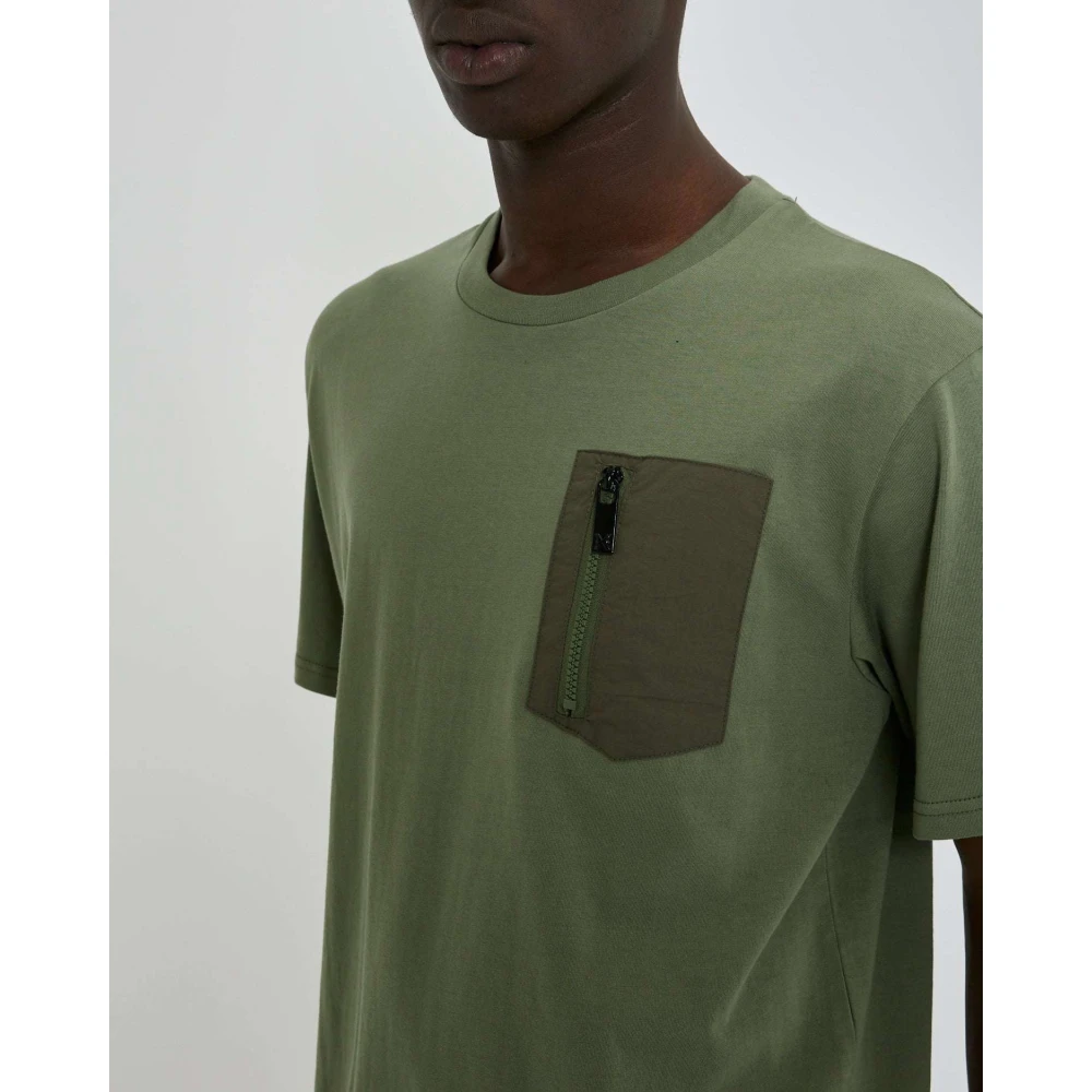 John Richmond T-shirt met geborduurde print en voorzak Green Heren