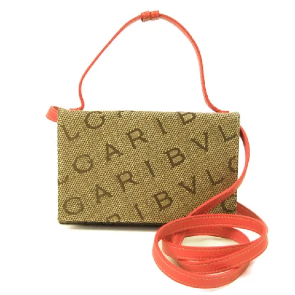 Bvlgari Vintage Pre-owned Canvas handbags Beige Dames