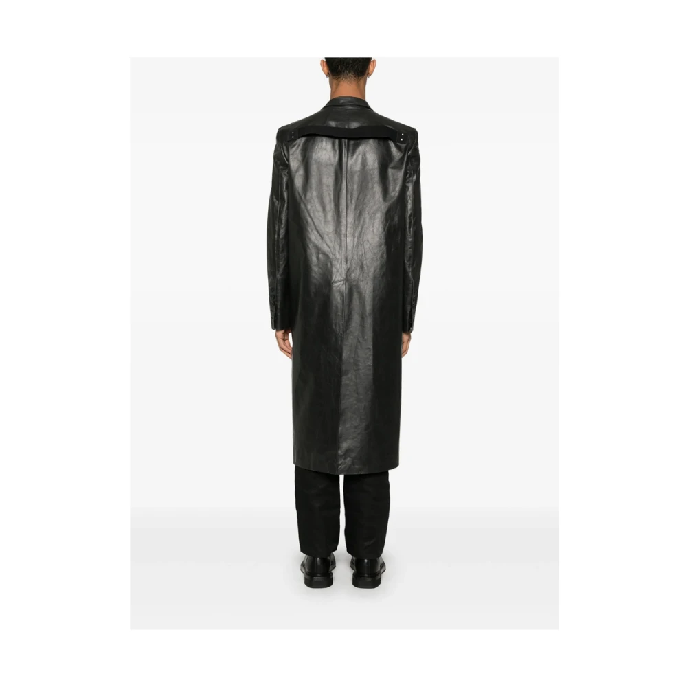 Rick Owens Zwarte Geknoopte Jas met Schoudervullingen Black Heren
