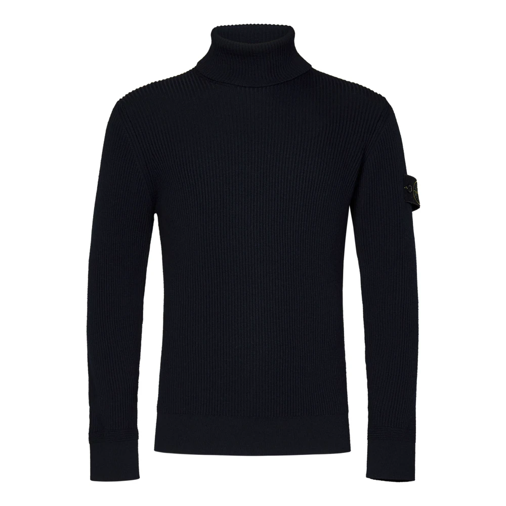 Stone Island Blauwe Coltrui Sweater Aw24 Blue Heren