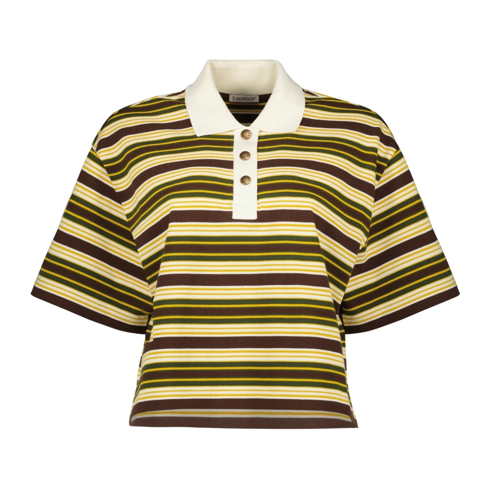 Moncler Striped Polo Shirt - Woman T-Shirts Brown M - Immagine 2