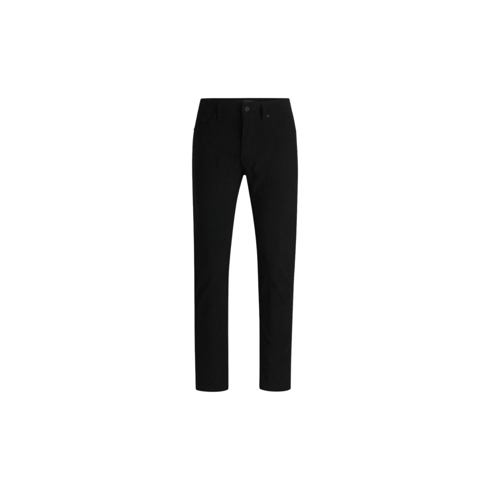 Hugo Men's Black Slim Fit Corduroy Trousers In - Slim-Fit Trousers - W38 L32 - Trousers