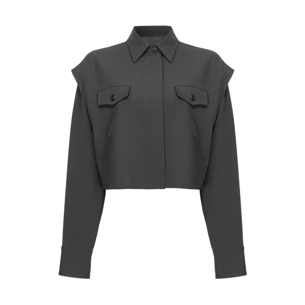 Pinko Korte Mouw Polyester Overhemd Black Dames