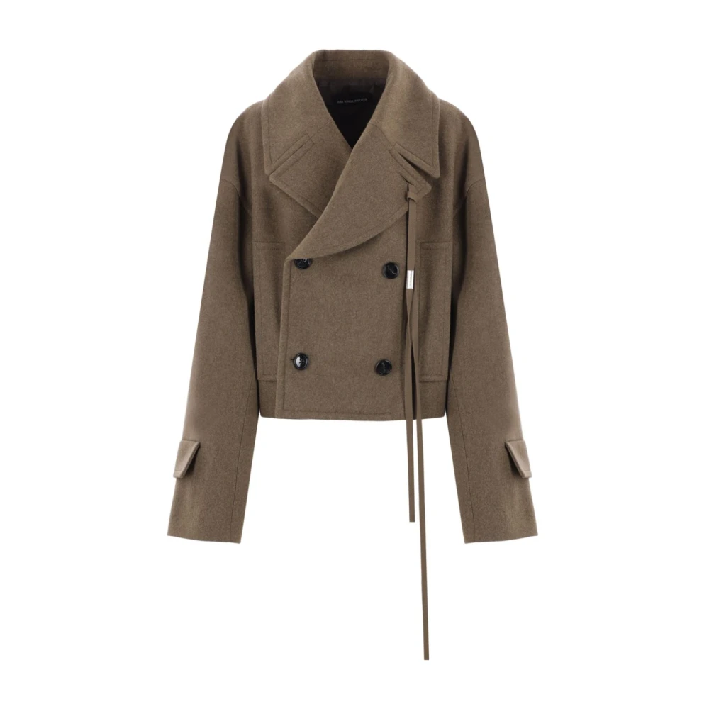 Ann Demeulemeester Groene Wol Oversized Double-Breasted Jas Green Dames