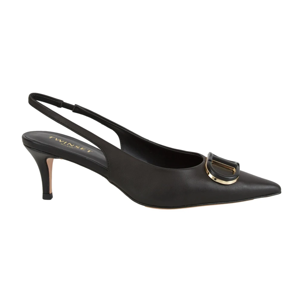 Twinset Women's Black Slingback Oval T - Pumps - 3 Uk - Shoes