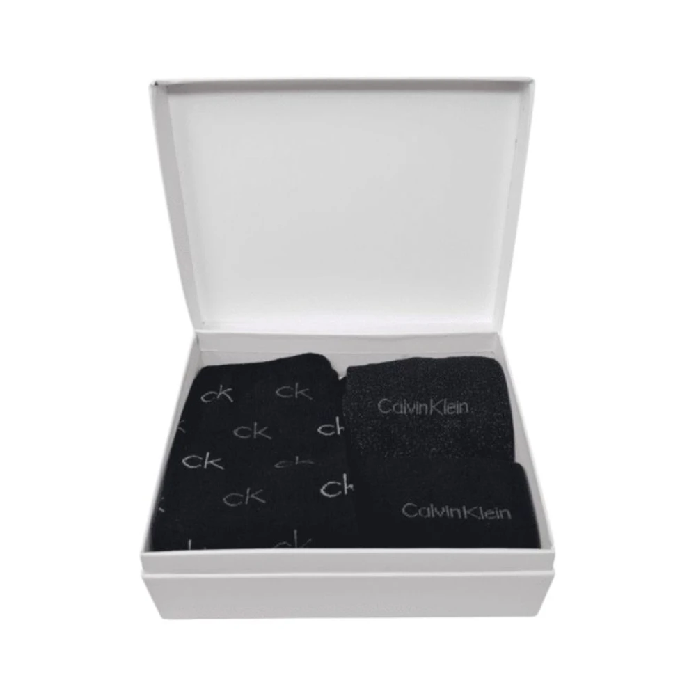 Calvin Klein Zwarte Katoenen Damessokken Herfst Winter Collectie Black Dames