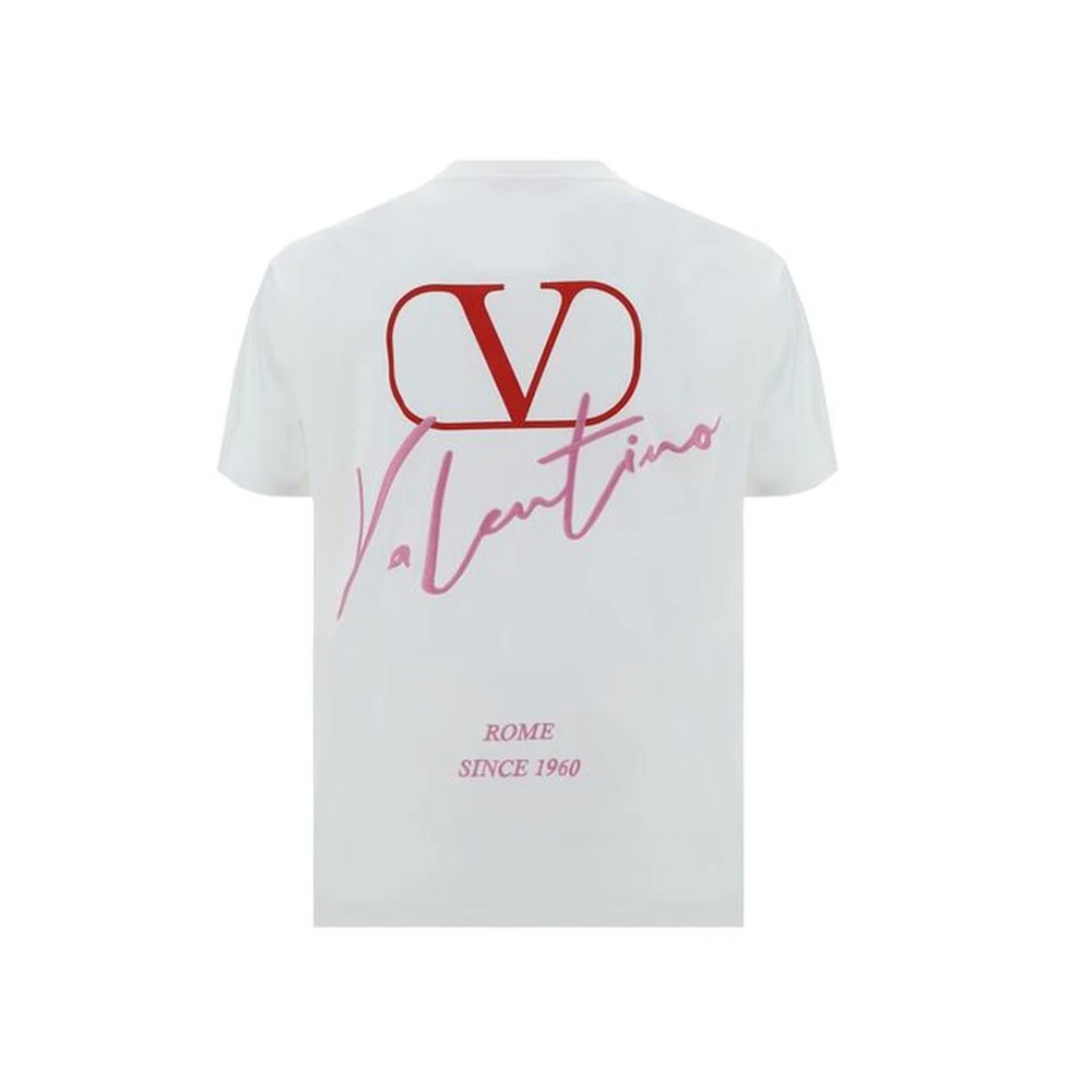 Valentino Monogram Crew Neck Katoenen T-Shirt White Heren