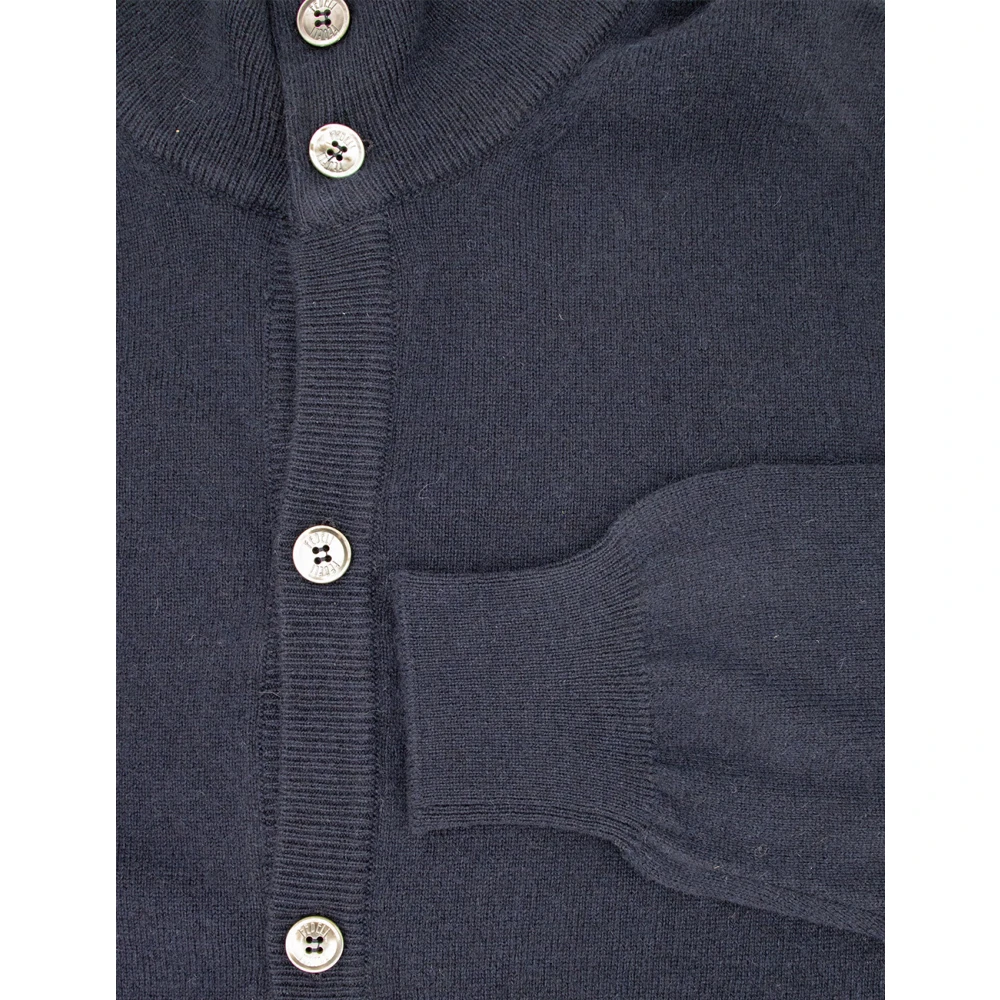 Fedeli Italiaanse Slim Fit Geknoopte Jumper Blue Heren