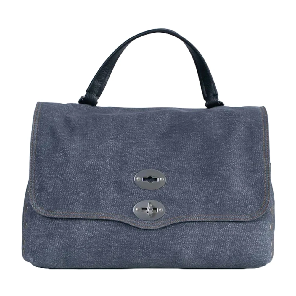 Zanellato Denim Leren Schoudertas met Afneembare Band Blue Dames