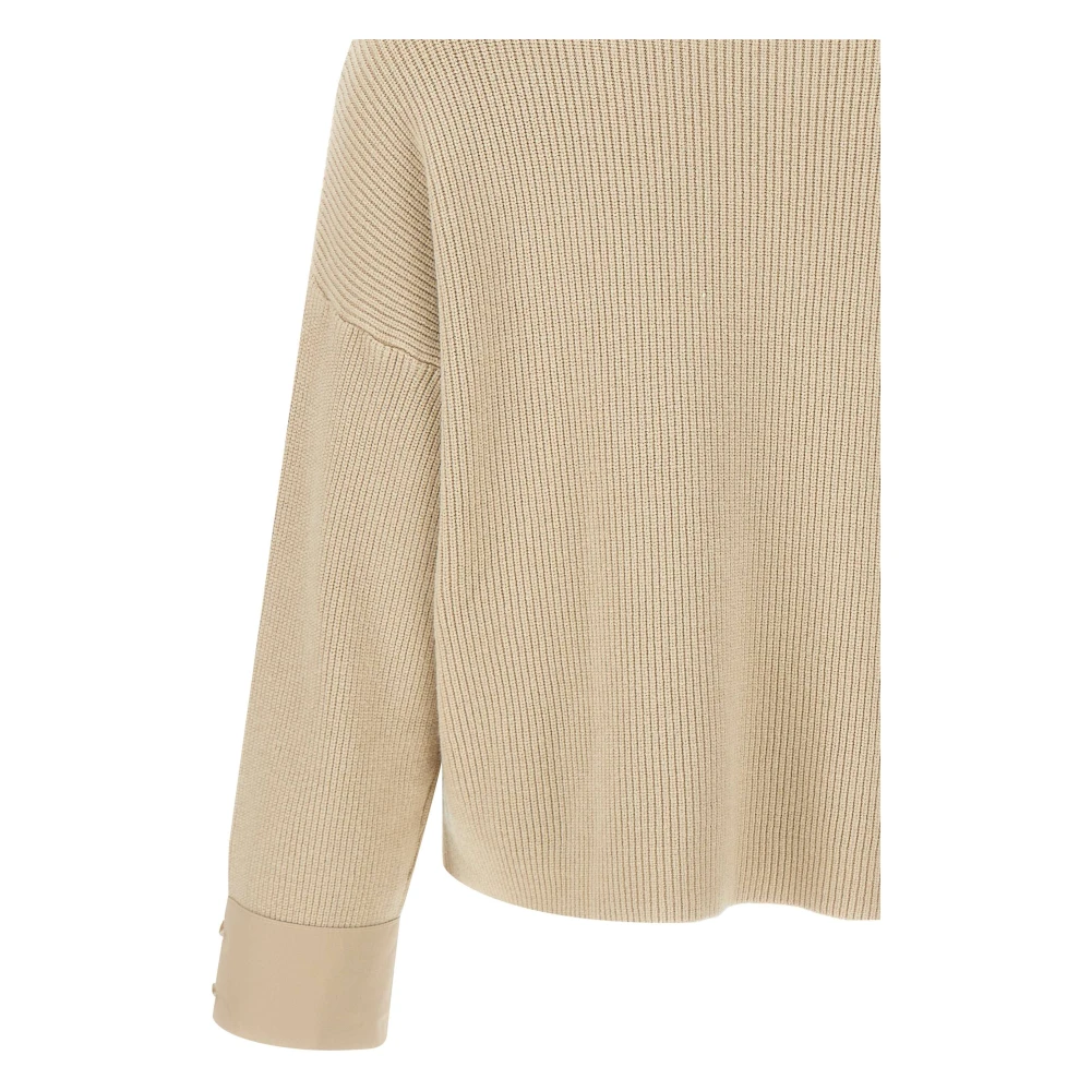 Kaos Angora Blend Trui Met Ronde Hals Beige Dames