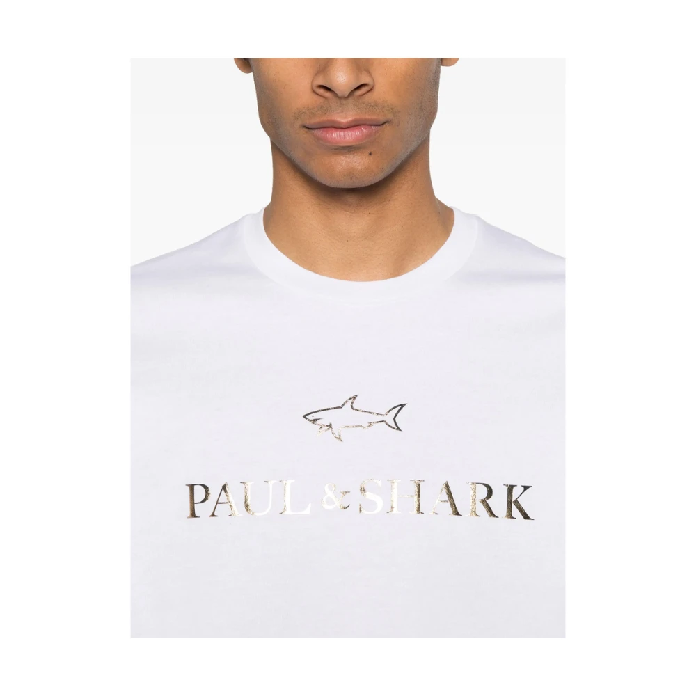 PAUL & SHARK Witte Haaienprint Crew Neck T-shirt White Heren