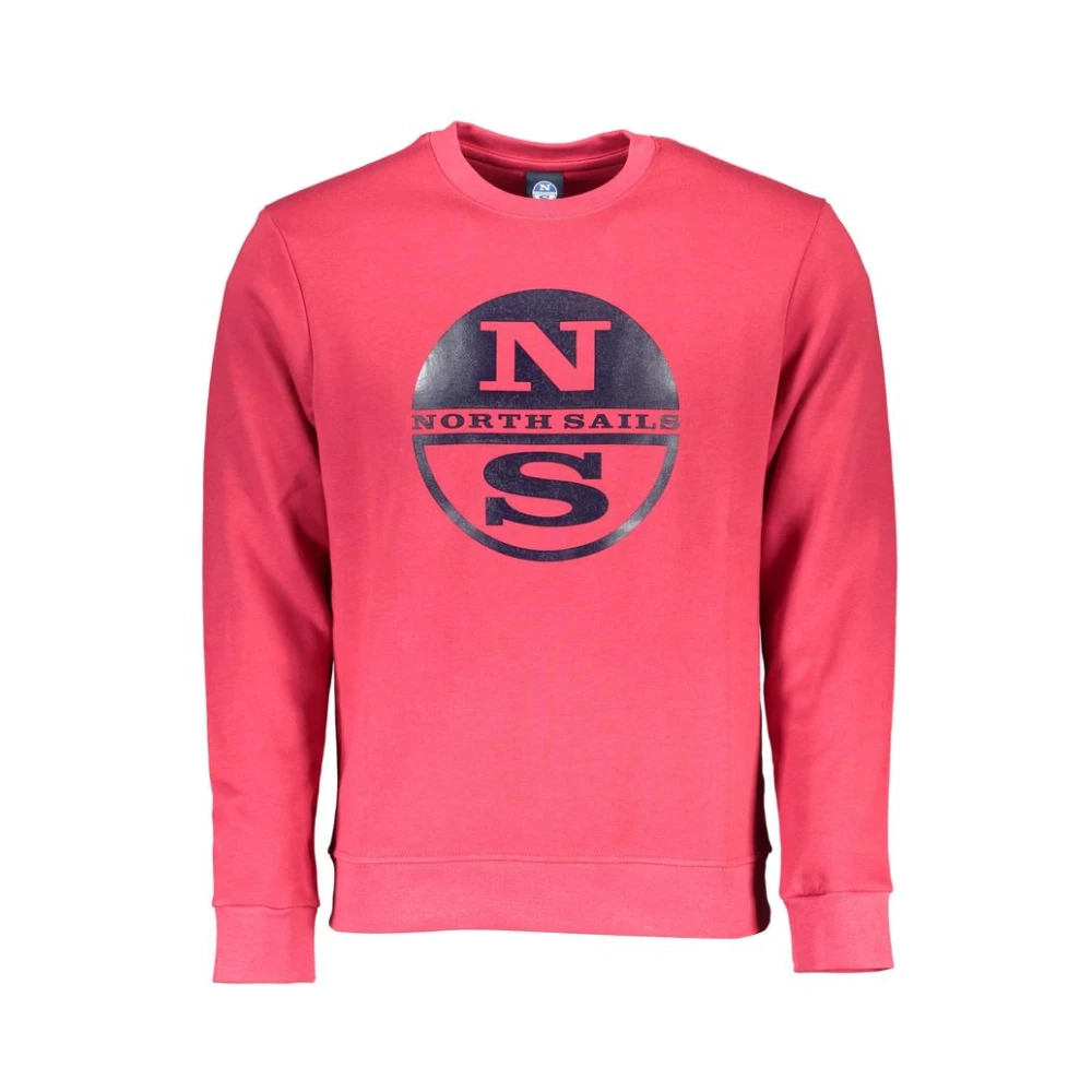 North Sails Men's Pink Sweatshirts,, Red Cotton Logo Print Jumper Extra Large
