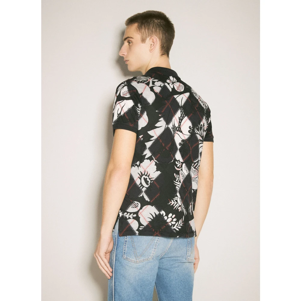 Vivienne Westwood Jacquard Polo Shirt Klassieke Kraag Logo Black Heren