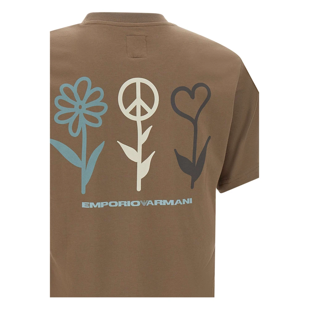 Emporio Armani Heren Shitake Flower Peace T-shirt Brown Heren