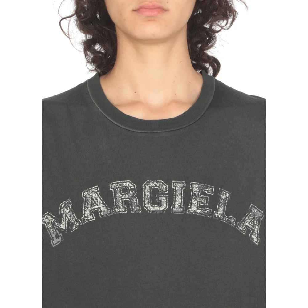 Maison Margiela Zwart T-shirt met Contrasterende Print Black Dames