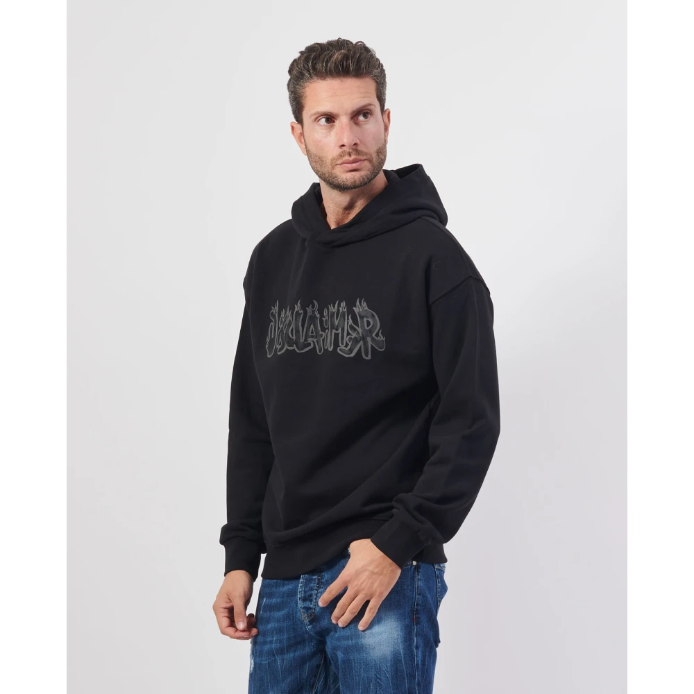 Disclaimer Zwarte hoodie met logo op de voorkant Black Heren