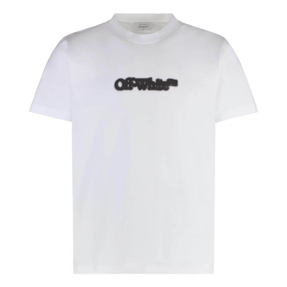 Off White Maxi Print Katoenen Crew-Neck T-Shirt White Heren
