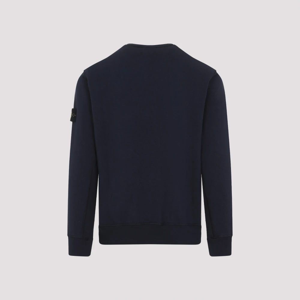 Stone Island Blauwe Sweatshirt Ronde Hals Logo Patch Blue Heren