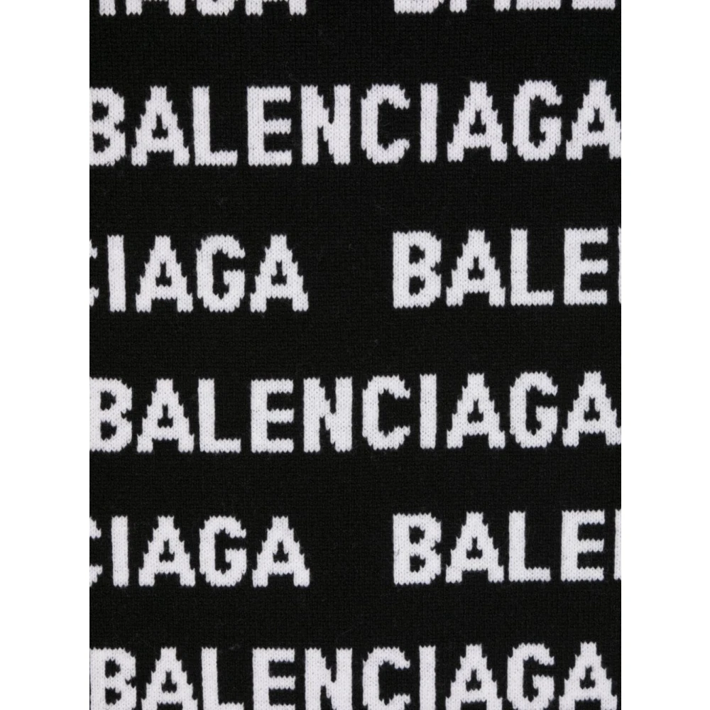 Balenciaga Zwart Intarsia-gebreide wollen sjaal Black Dames