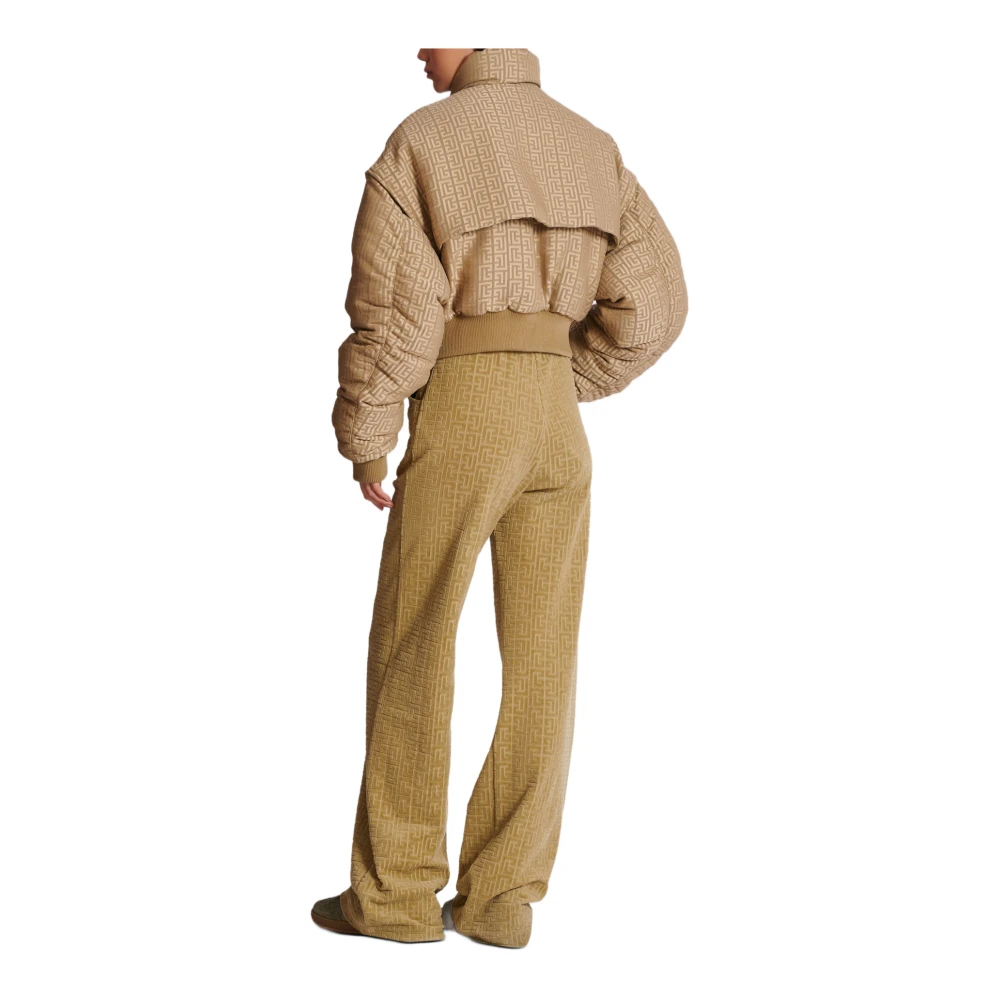 Balmain PB Labyrinth cropped jacquard bomber Beige Dames