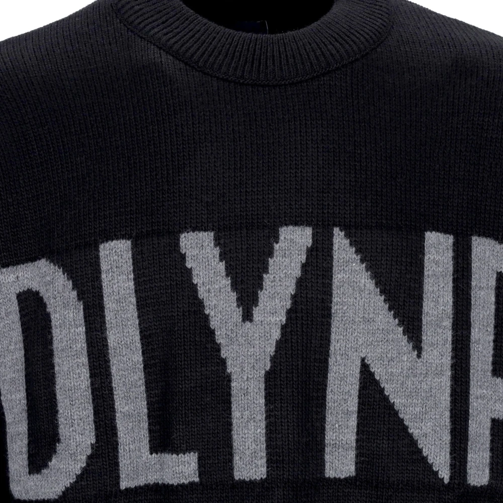Dolly Noire Zwarte Crew-neck Sweater met Logo Borduursel Black Heren
