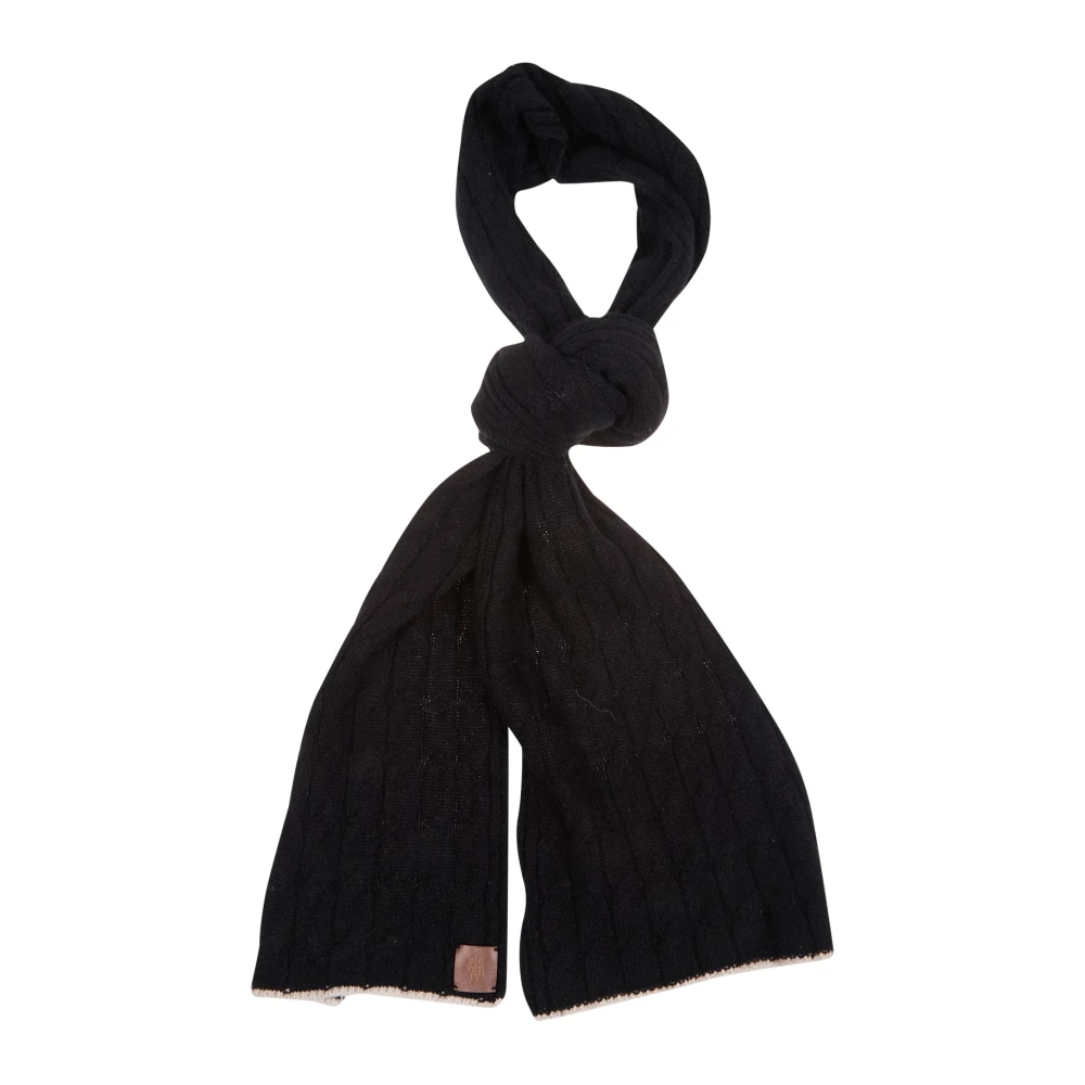 Eleventy Men's Black Winter Scarves, One Size, Braided Cashmere Winter Scarf
