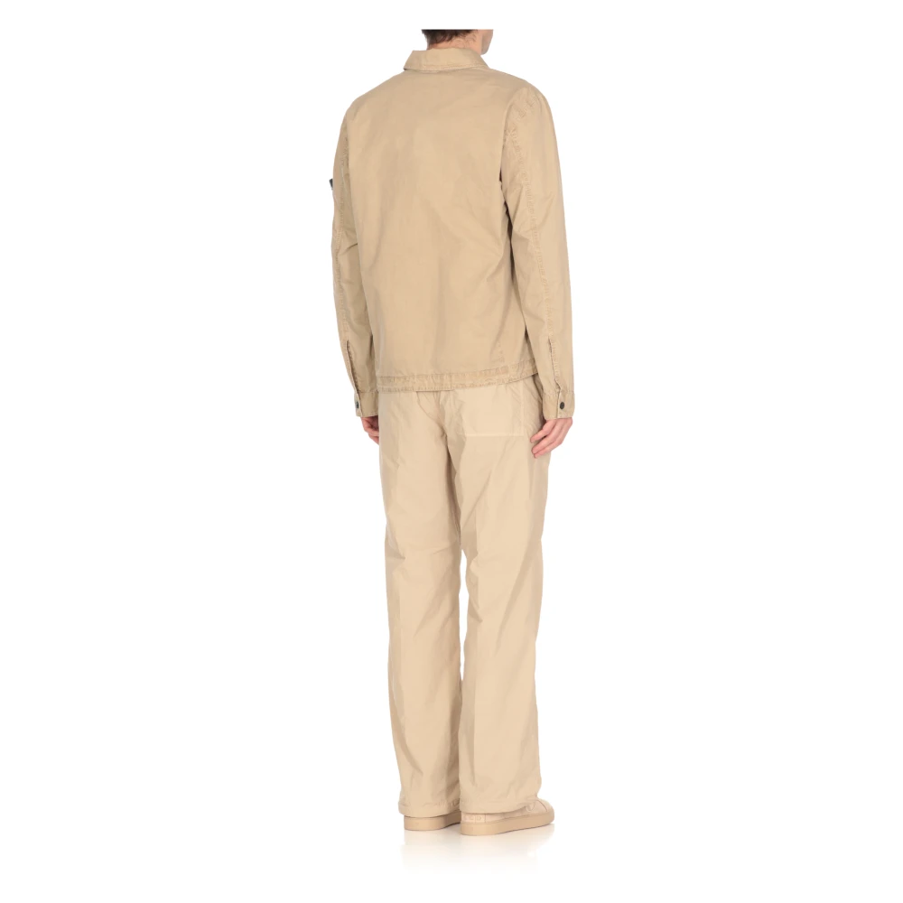 Stone Island Beige Katoenen Overhemd met Kraag Beige Heren
