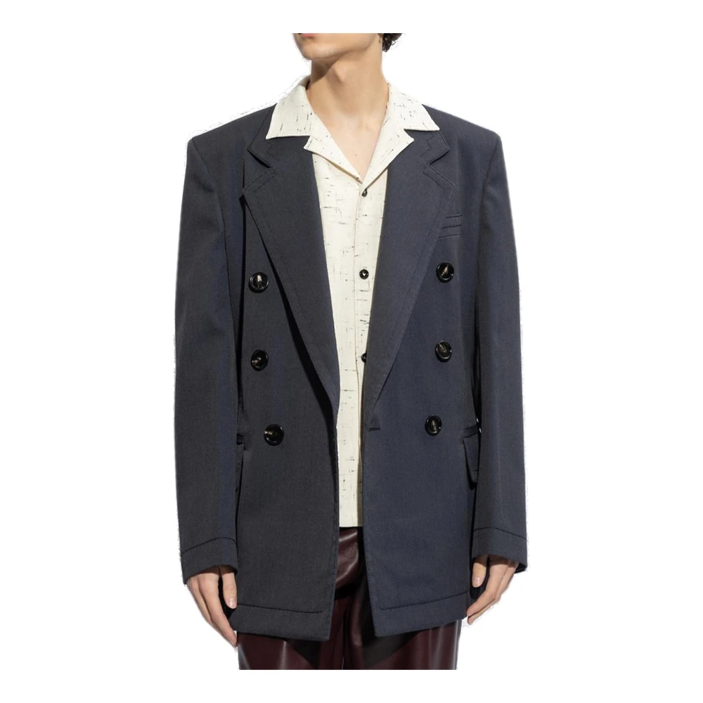 Bottega Veneta Blauwe Wol Twill Blazer Aw24 Blue Heren