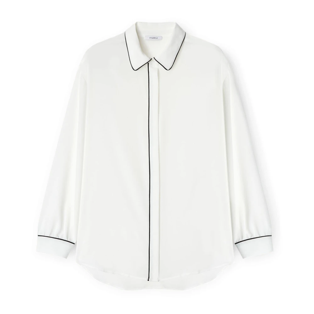 Motivi Overhemdblouse met piping en rugsplit White Dames