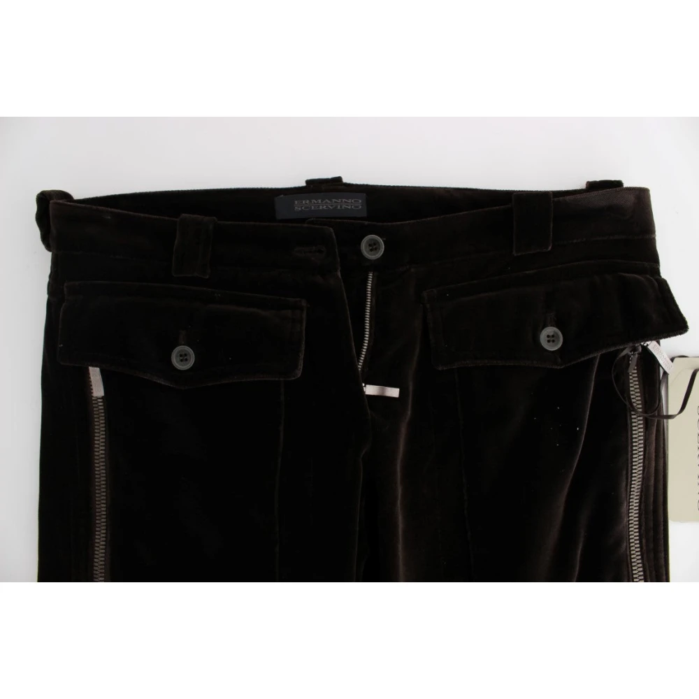 Ermanno Scervino Italiaanse Slim Fit Katoenen Broek Brown Dames