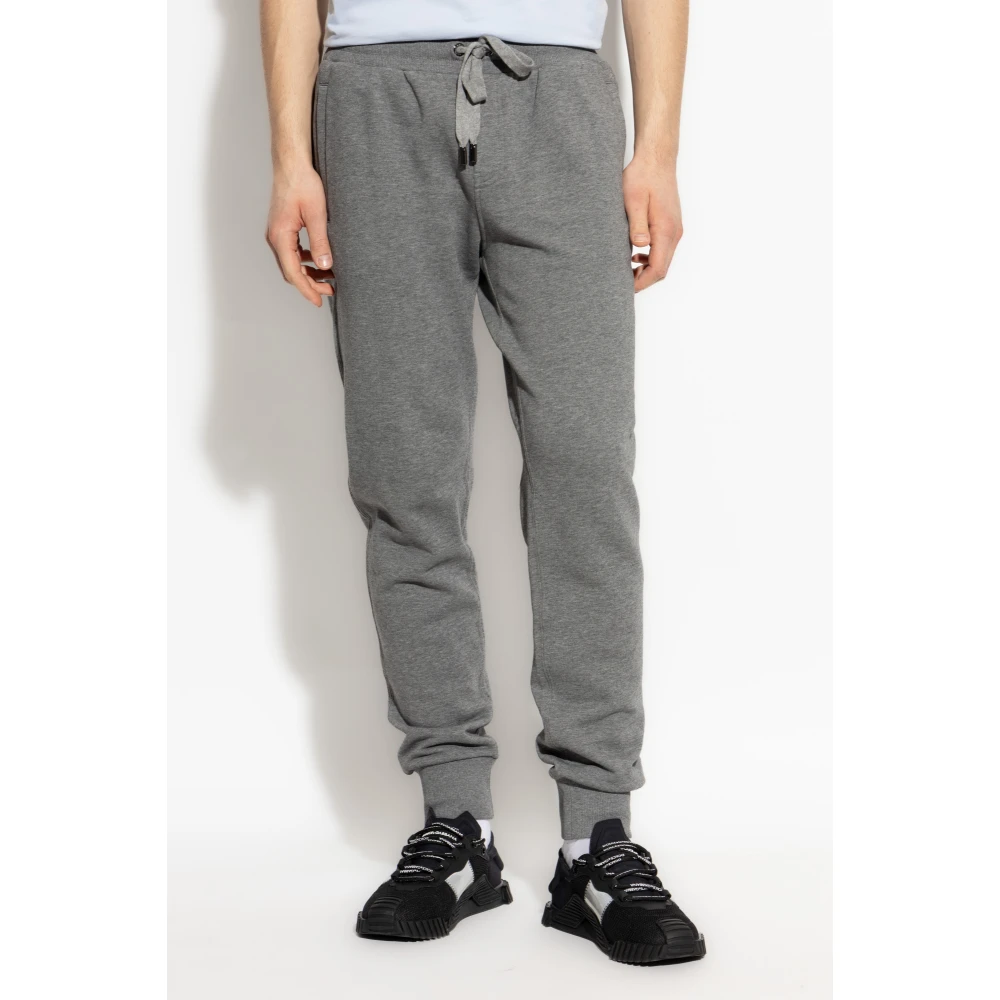 Dolce & Gabbana Sweatpants met logo applicatie Gray Heren