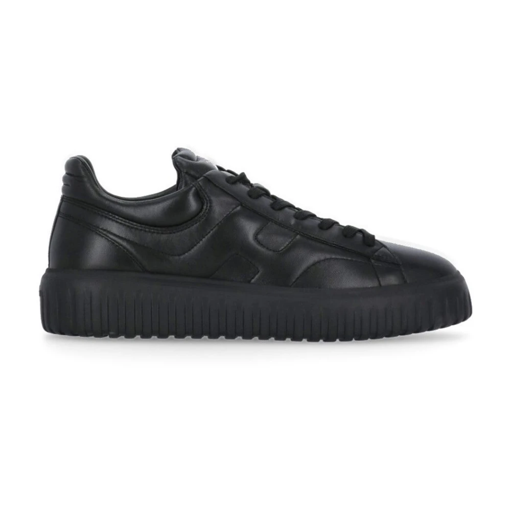 Hogan Zwarte leren sneakers met veters Heren Schoenen