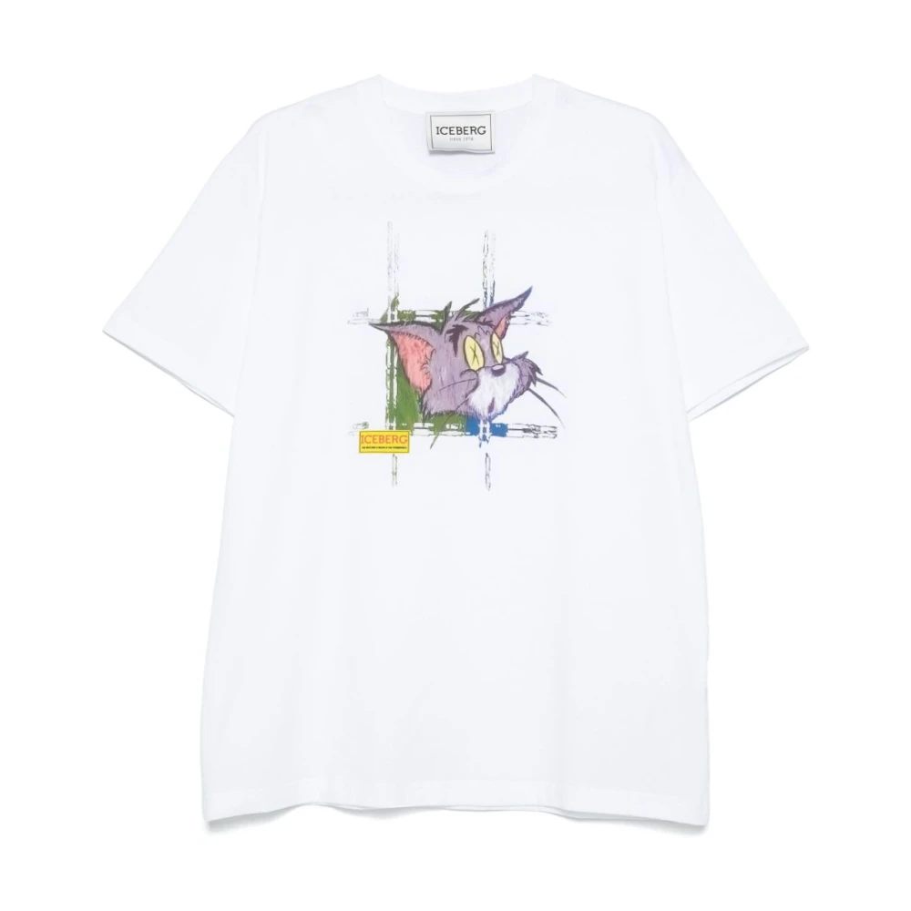 Iceberg Wit Logo Print Crew Neck T-shirt White Heren
