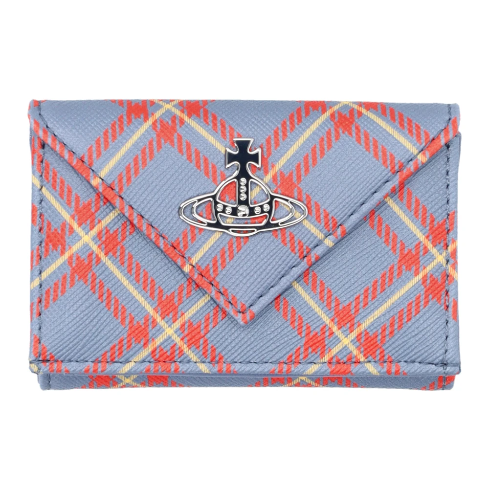 Vivienne Westwood Geruite Envelop Portemonnee Blauw Oranje Blue Dames