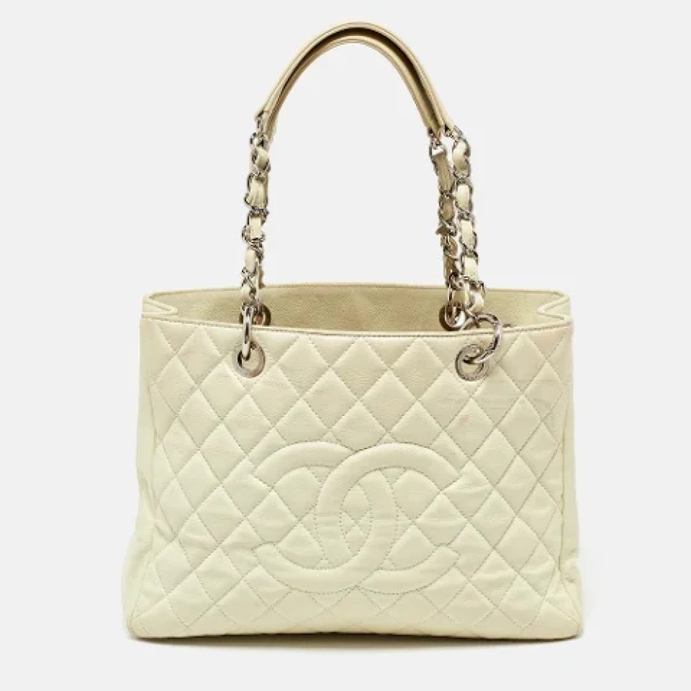 Chanel Vintage Pre-owned Leather totes Beige Dames