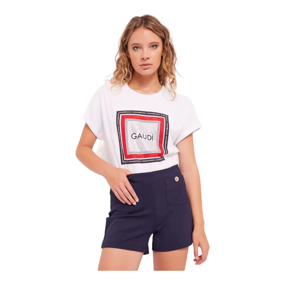 Gaudi Korte Mouw T-shirt White Dames